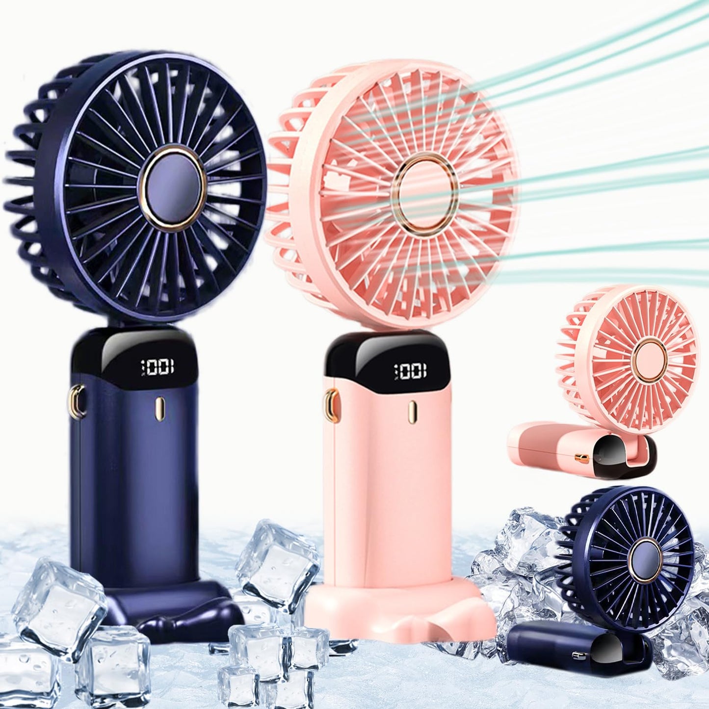 Rechargeable Hand Fan with LED